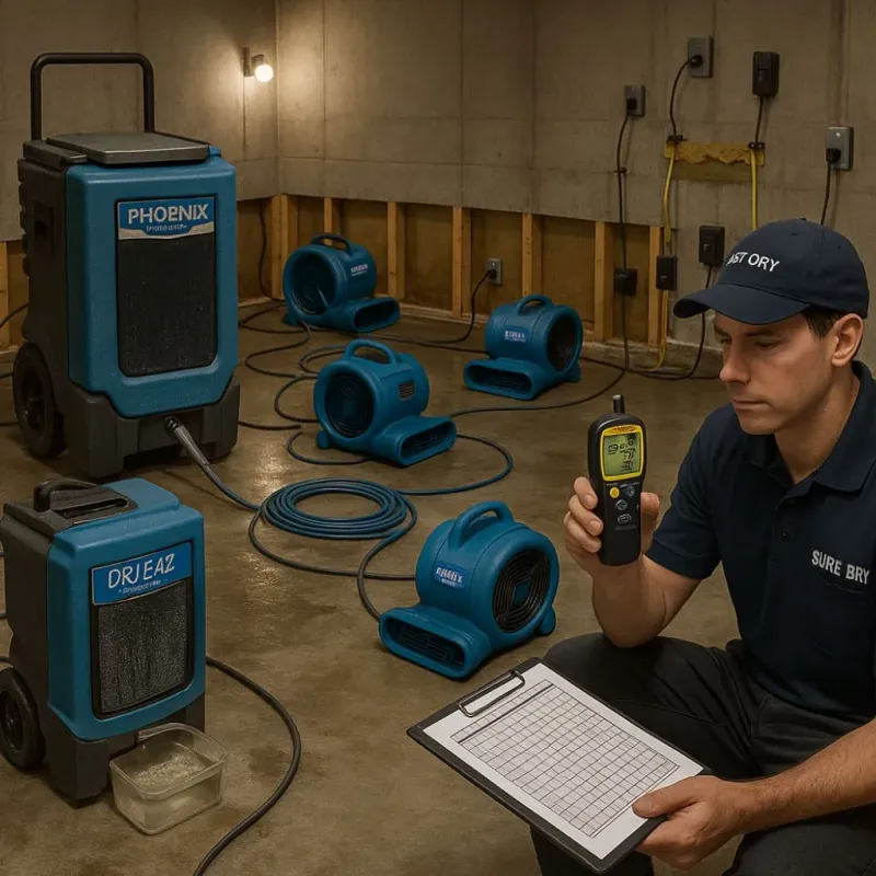 Structural Drying and Dehumidification process in Hartford, ME